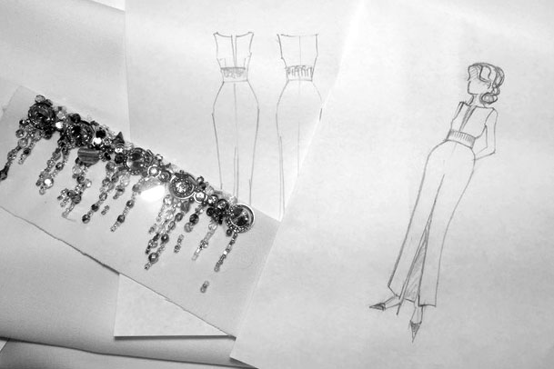 Sketches for Kate Atkinson dress for the 2018 Logie Awards - Julie Goodwin Couture Melbourne couturier