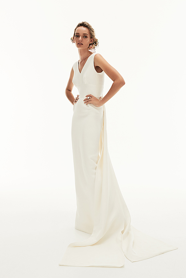 ‘Empress’ gown in textured silk crepe