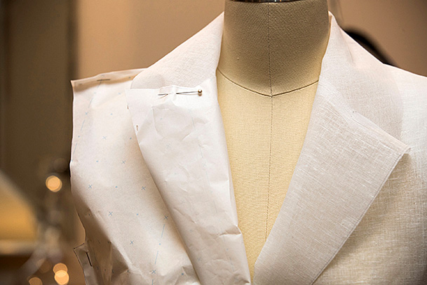 Suit pattern close up - Julie Goodwin Couture Melbourne couturier