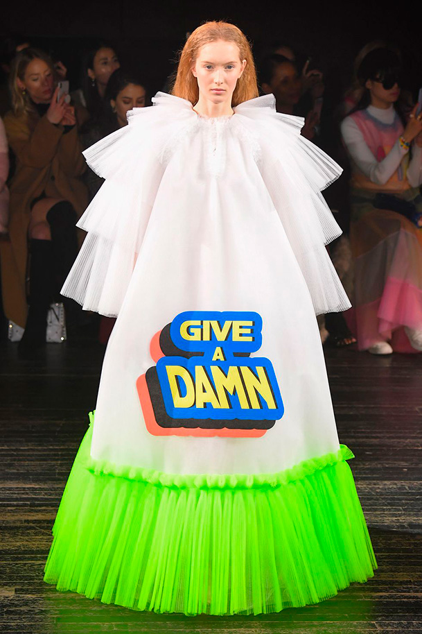 Viktor and Rolf Couture gown with ‘Give a Damn’ artwork