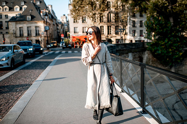 Woman walking in Paris - Julie Goodwin Couture Melbourne